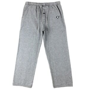 NEW NFL Team Apparel Oakland Raiders Mens Plaid Pajama Pants Grey Size L Fall 08